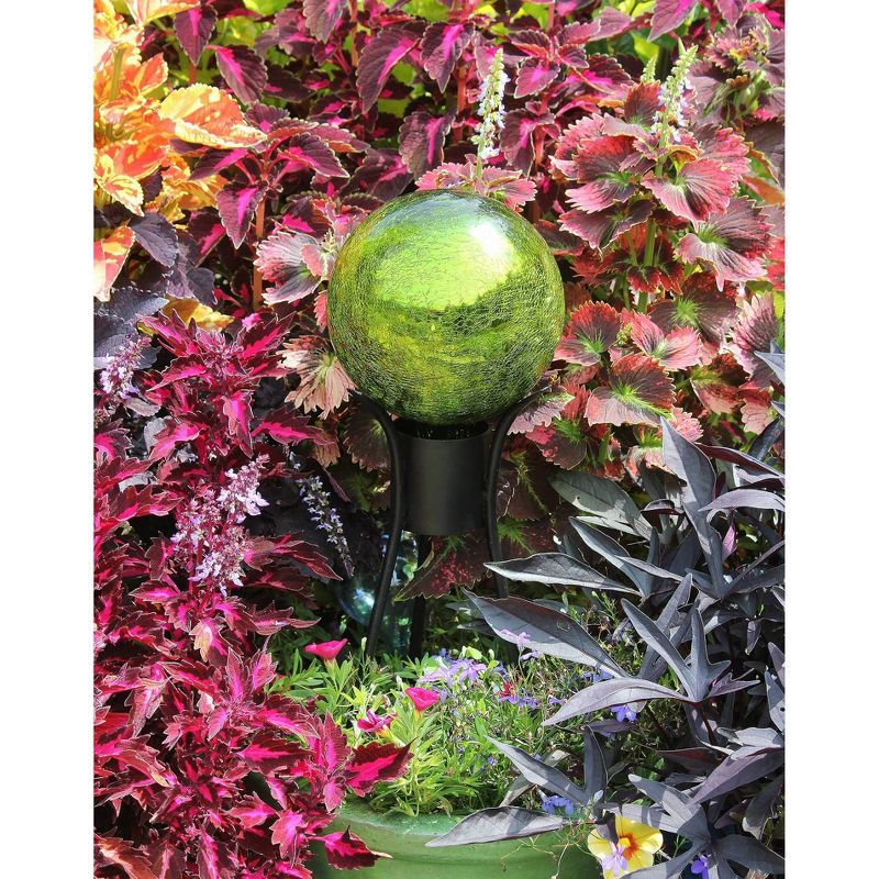 13.5" Iron Trestle II Gazing Globe Ball Stand Black - ACHLA Designs