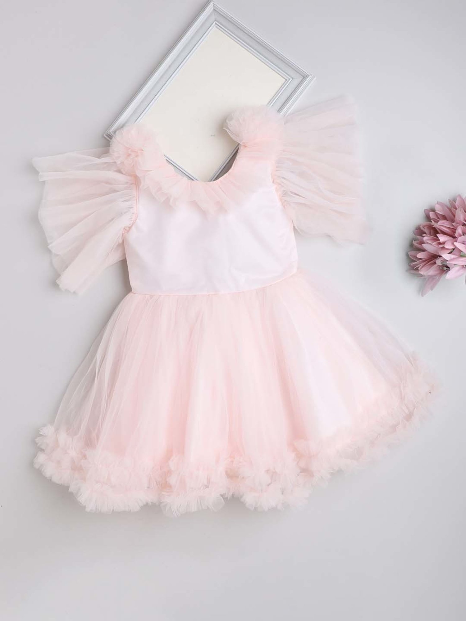 The Magic Wand Kids Peach Regular Fit Dress