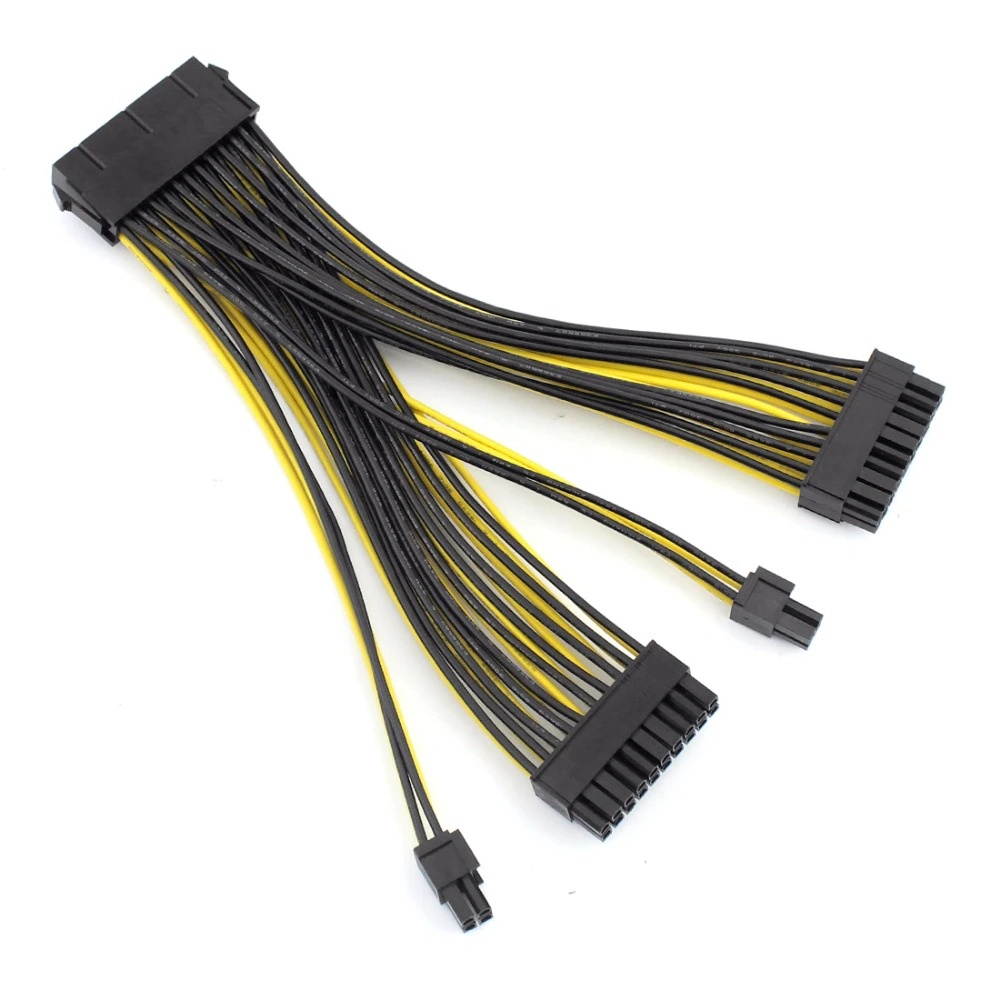 20+4Pin Dual PSU Power Supply Cable 24Pin ATX Motherboard Adapter Connector Extension Cables 18AWG Line for Mining Miner 20cm