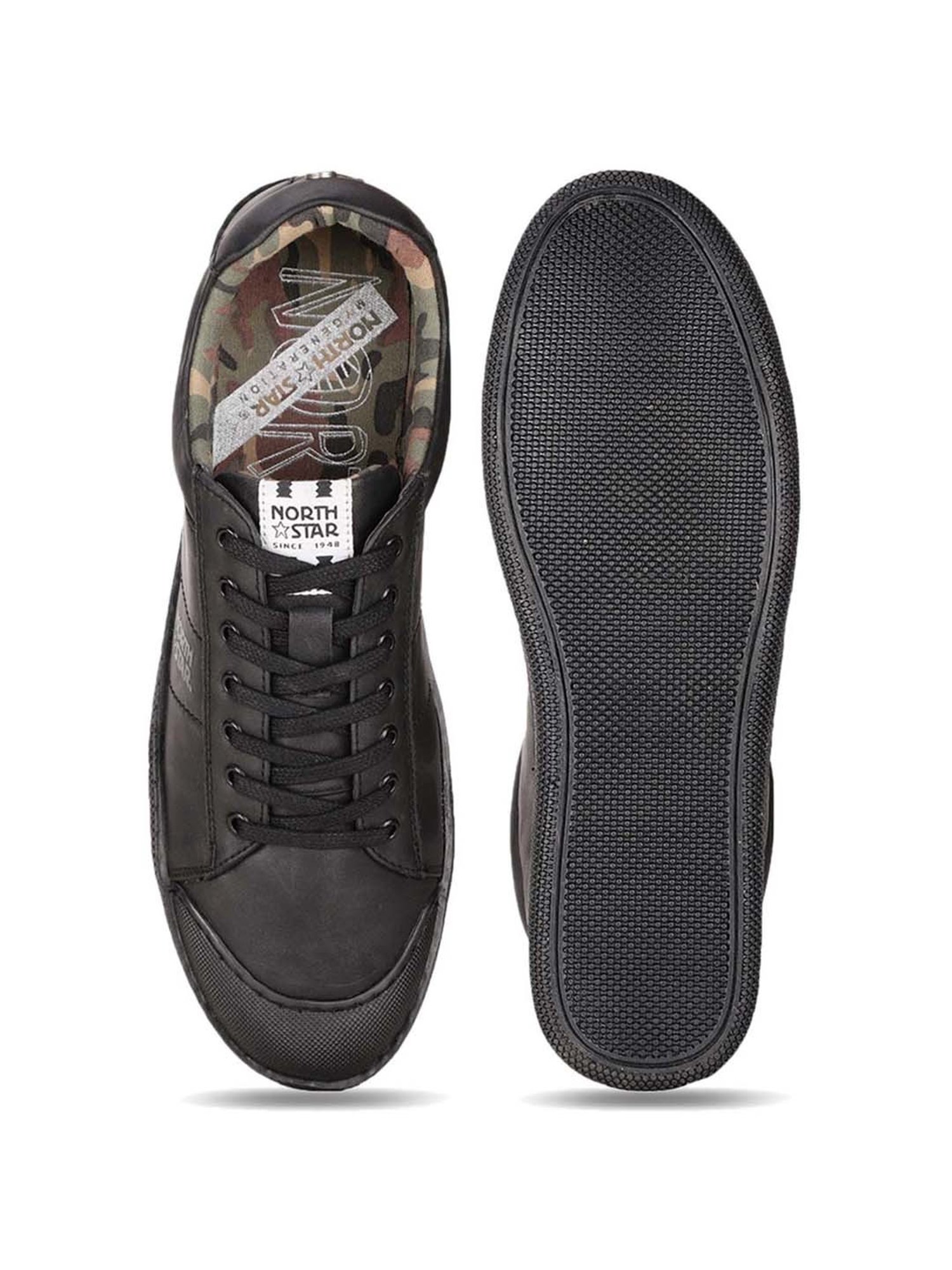 North Star by Bata Men's Carbon Black Casual Sneakers