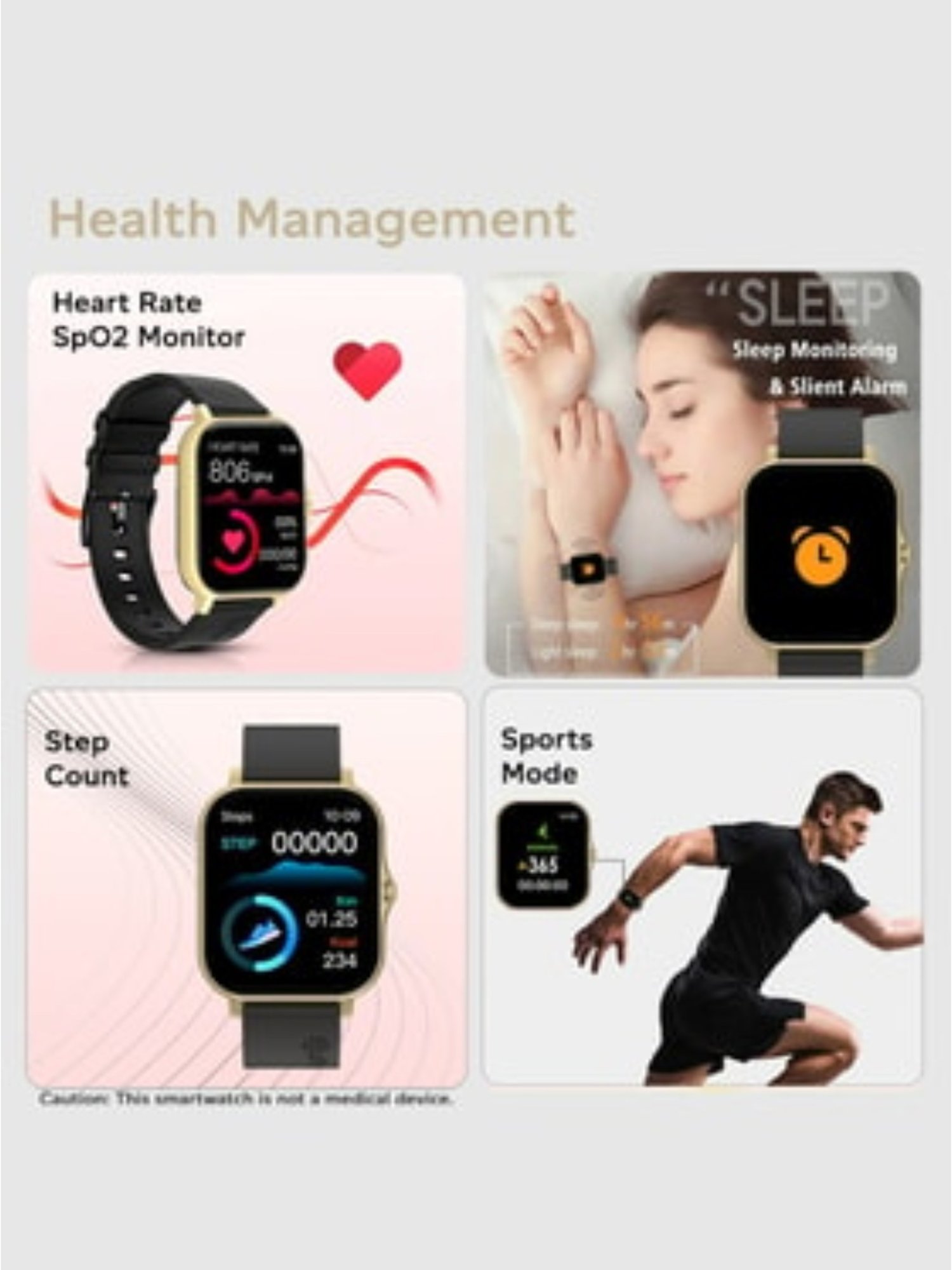 PTron Pulsefit P261 Bluetooth Calling Smartwatch With 1.7 inch Full Touch Color Display (Black Gold)