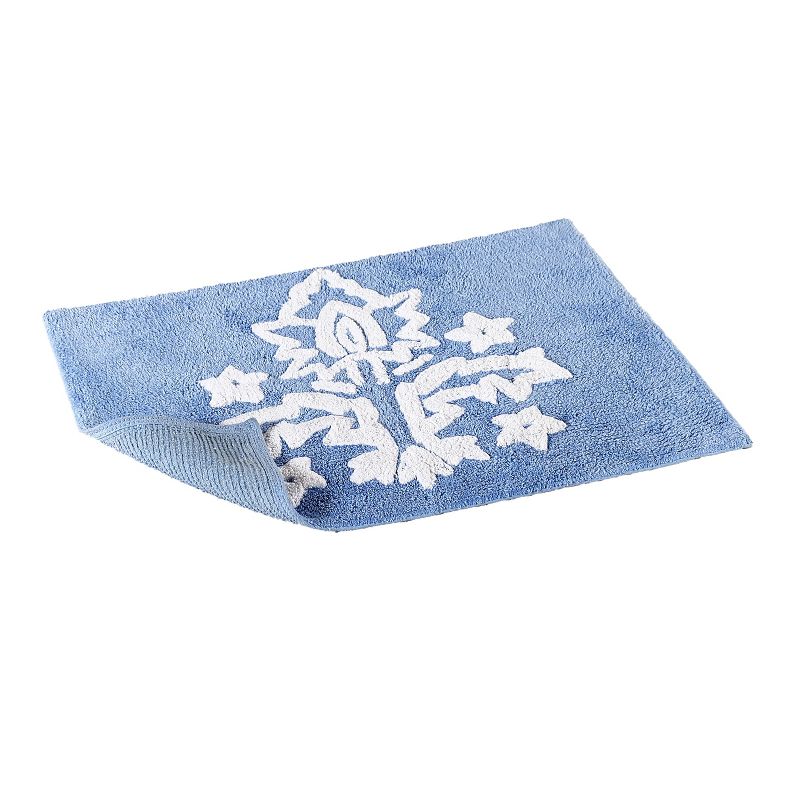 Lakeside Madeleine Cotton Bathroom Shower Rug with Floral Motif