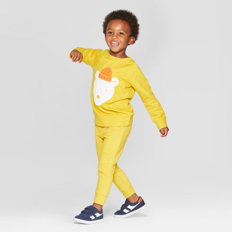 Toddler Boys' Embroidered Polar Bear Sweatshirt - Cat & Jack™ Yellow 12M