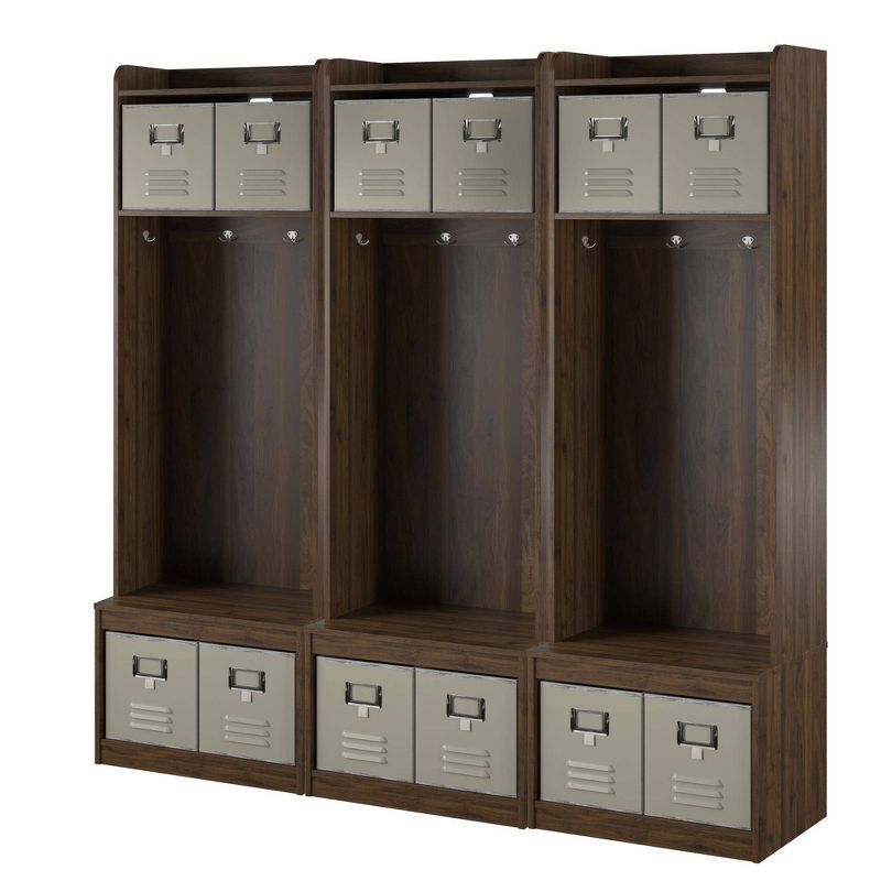 Set of 3 Journey Entryway Hall Tree with Storage Bench Walnut - Novogratz