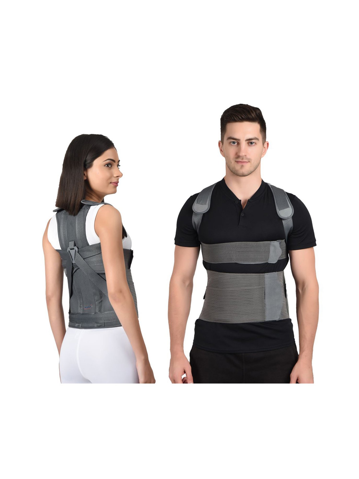 AccuSure Posture Corrector Taylor Brace - Rec Size (S/M/L) For Ht:5.6-6.6 Ft Waist:28-48 in (Grey)