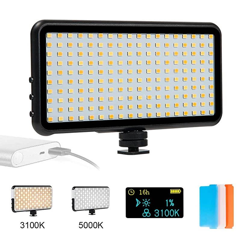 LED Video Light Bicolor On Camera Light Panel for Photo Video Live Stream Super Slim and Portable Fill Light for DSLR Camera Nikon Canon Sony 180 LED Dimmable with LCD Display Alloy Body