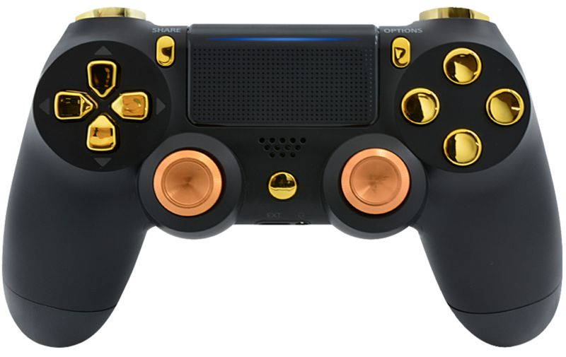 Black/Gold Ps4 PRO Custom UN-MODDED Controller with Aluminum Thumbsticks Exclusive Unique Design