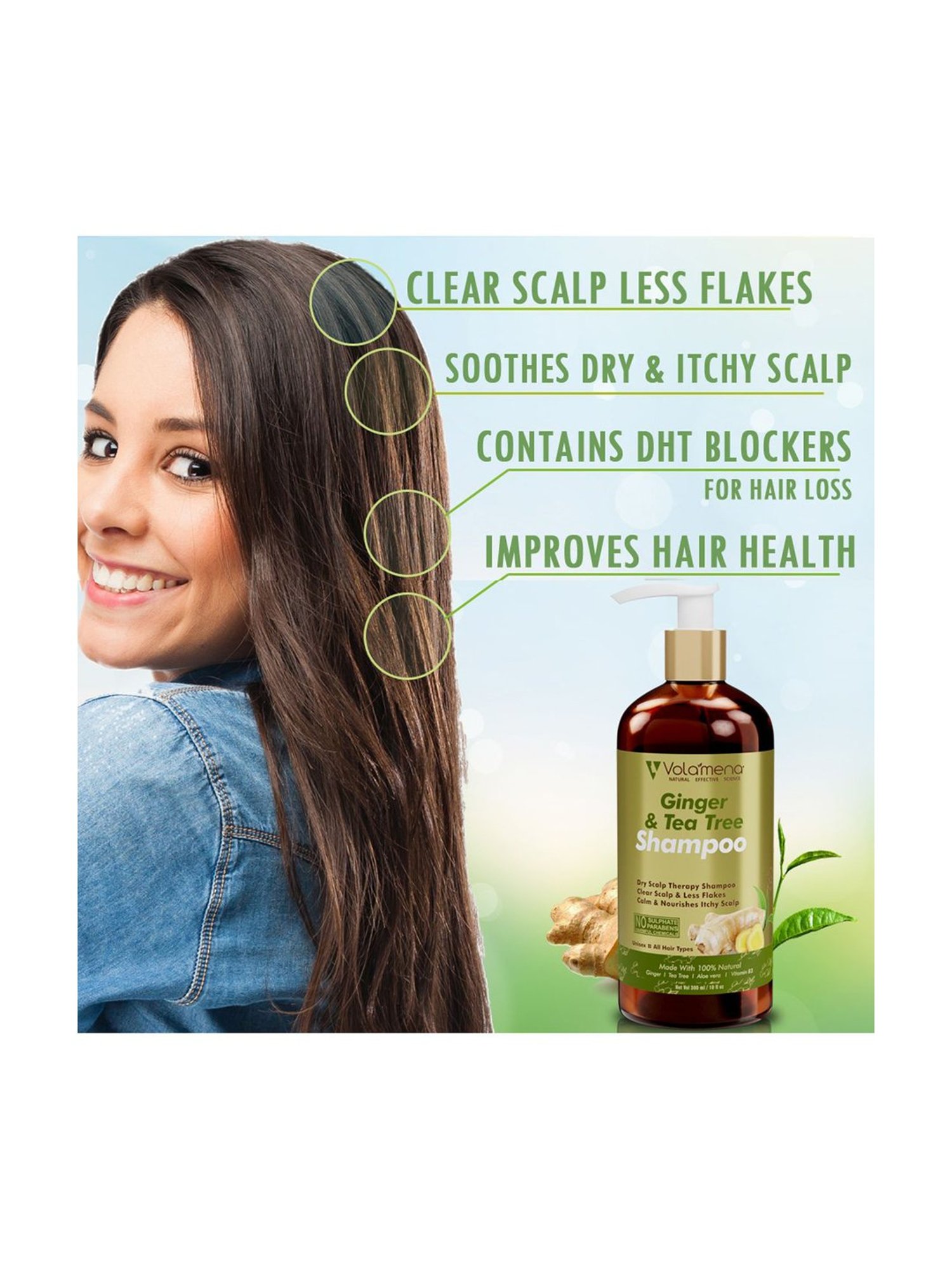 Volamena Ginger & Tea Tree Shampoo - 300 ml