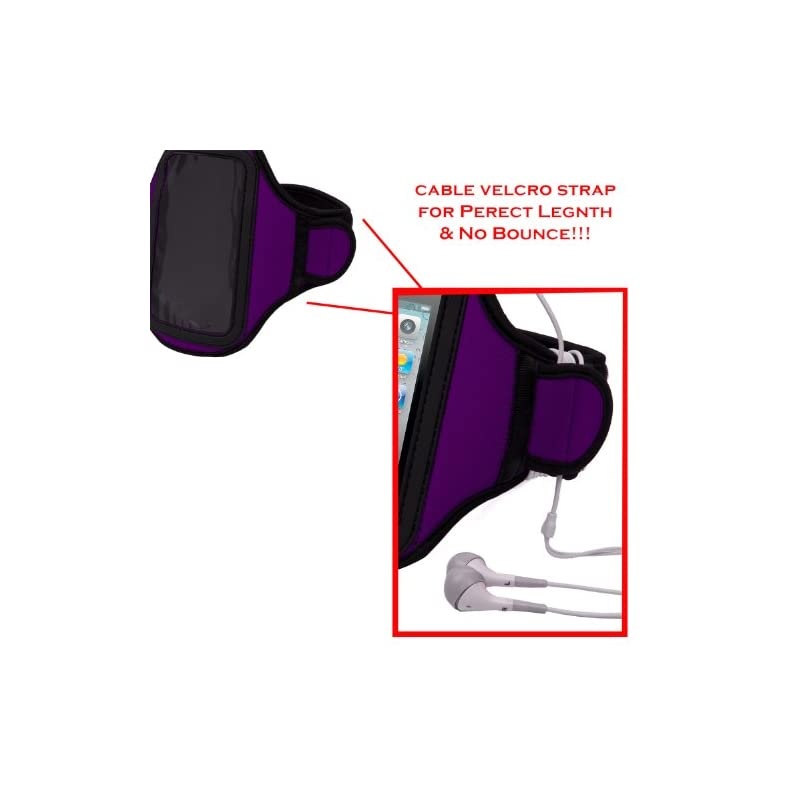 OEM VG Brand Purple Armband with Sweat Resistant Lining and Unique Key Pocket for Nokia Lumia 920 Smart Phone + VanGoddy Wrist Band