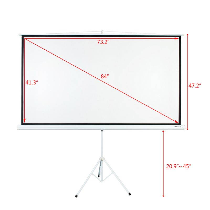 Leadzm 84 inch Portable Indoor Outdoor Projector Screen with Stand, 16:9 HD Portable Pull Up Movie Screen Foldable Stand Tripod Home Theater, Gaming, Office