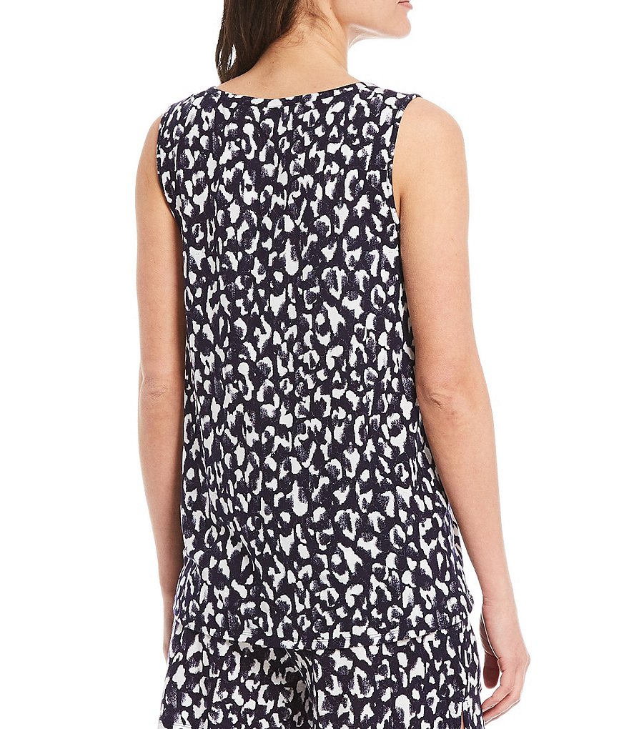 Nottibianche Printed Shelf Bra Jersey Knit Jewel Neck Coordinating Sleep Tank