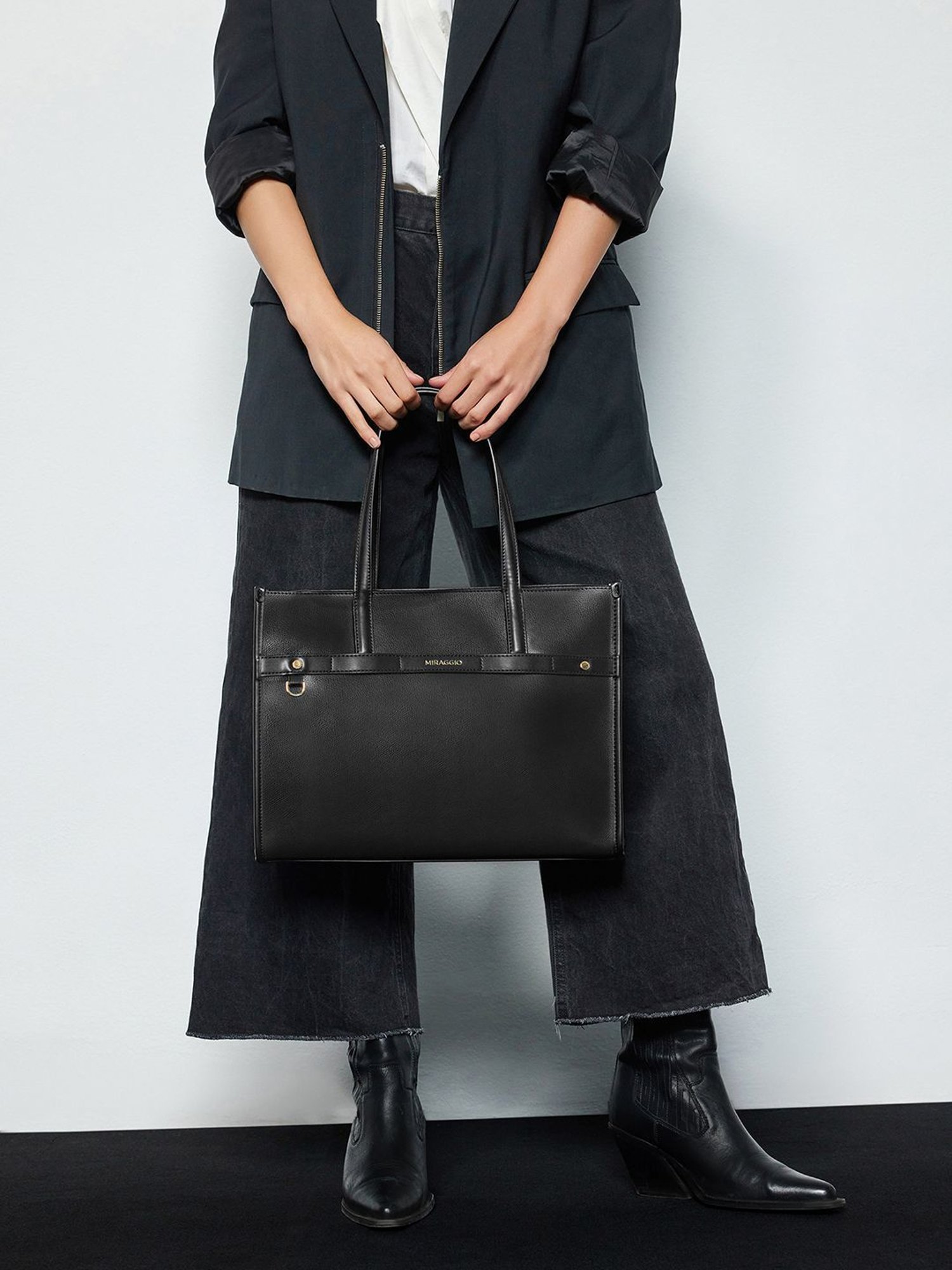 Miraggio Marcy Black Large Tote Bag