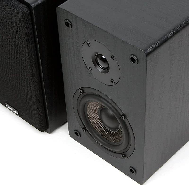 MB42 Bookshelf Speakers Passive Needs Amplifier or Receiver Not for Use Directly with Turntable 4Inch Carbon Fiber Woofer and Silk Dome Tweeter Black Pair Renewed
