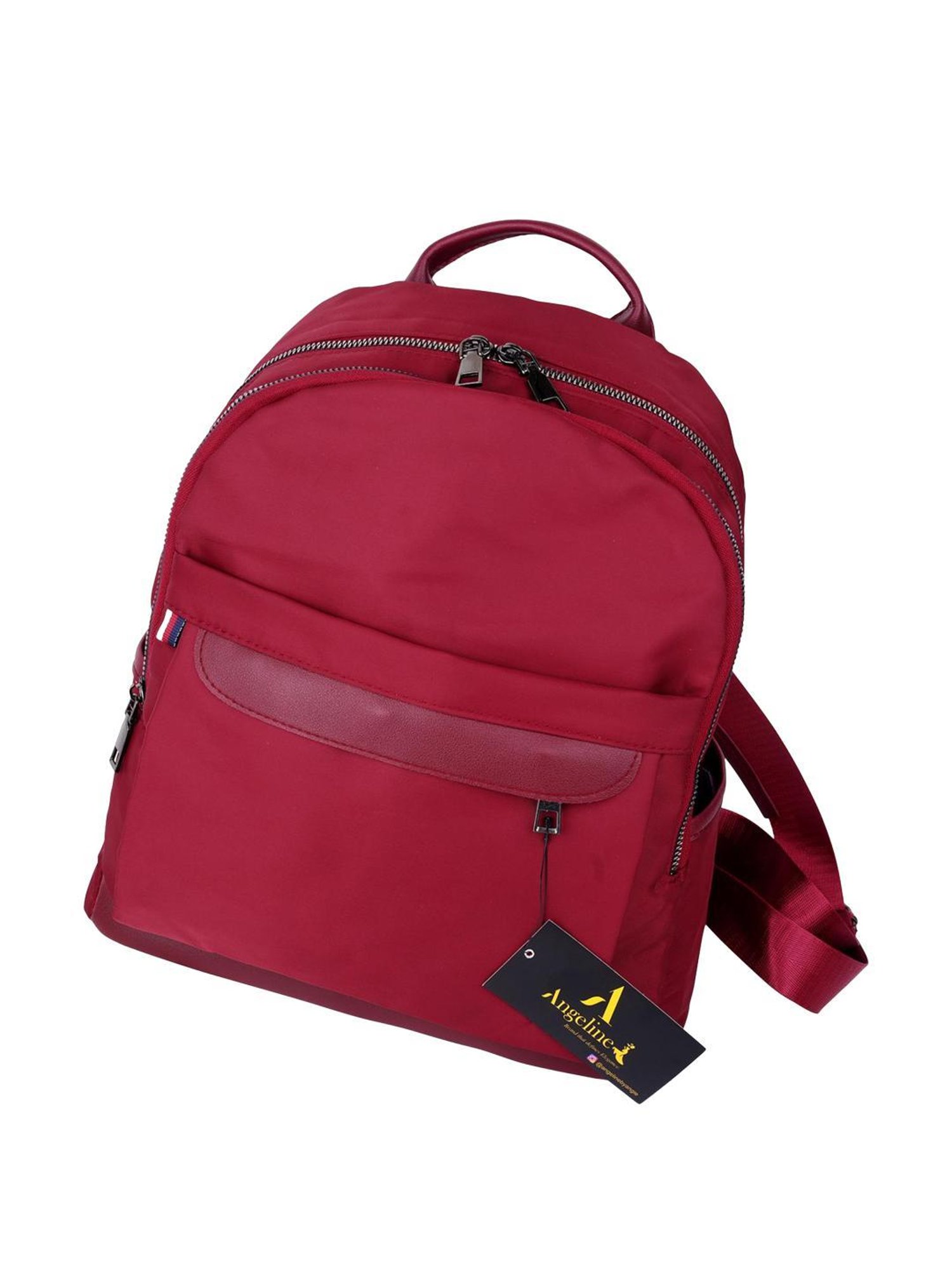 Angeline Red Polyester Medium Backpack