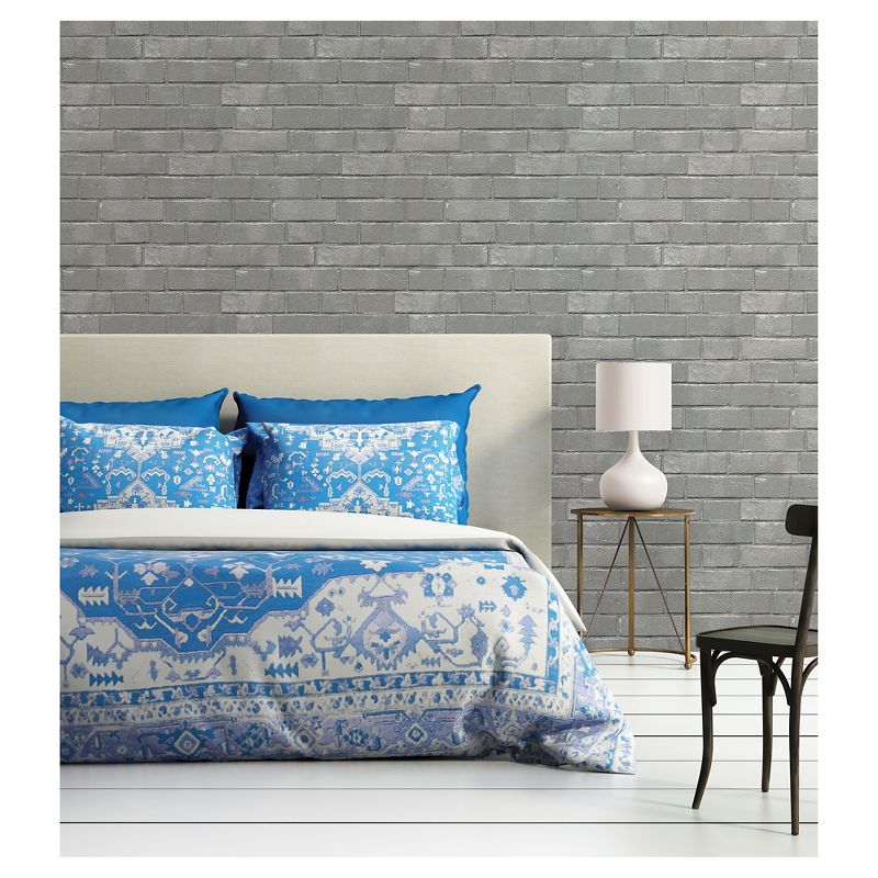 Devine Color Textured Brick Peel & Stick Wallpaper Gray