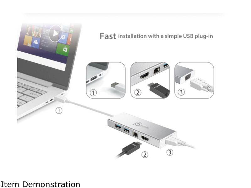 j5create USB 3.0 Mini Dock with Ethernet, VGA and HDMI Ports