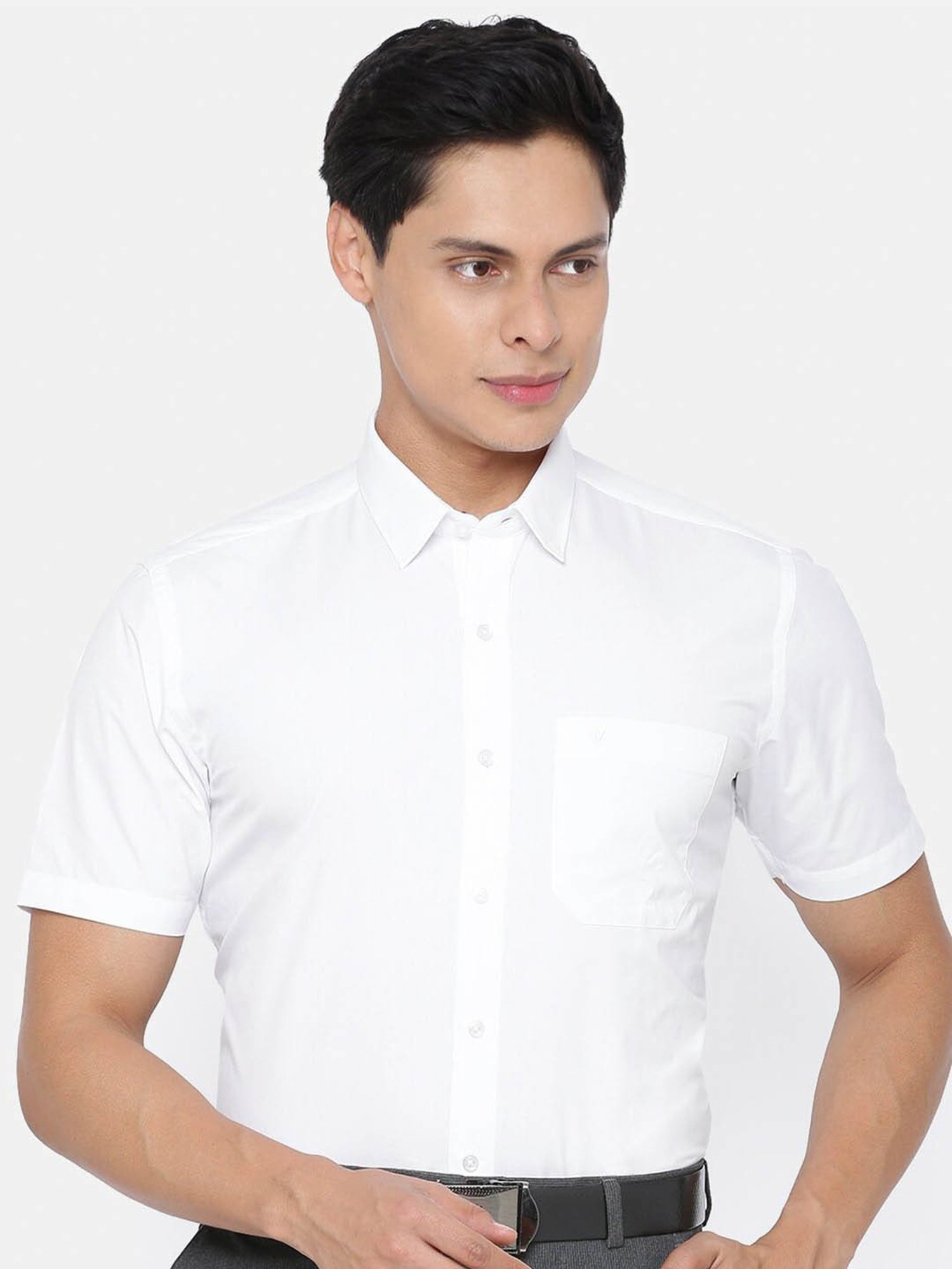 Ramraj White Cotton Regular Fit Shirt