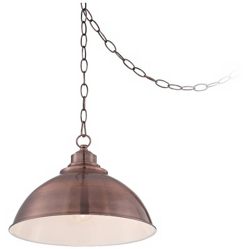 Franklin Iron Works Copper Dome Pendant Light 13 1/4" Wide Modern Industrial Rustic Fixture for Kitchen Island Dining Room