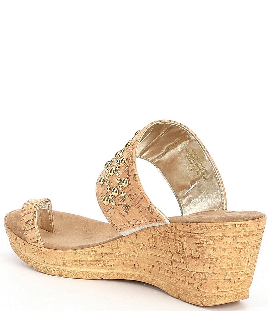 Onex Lin Toe Ring Cork Wedge Sandals