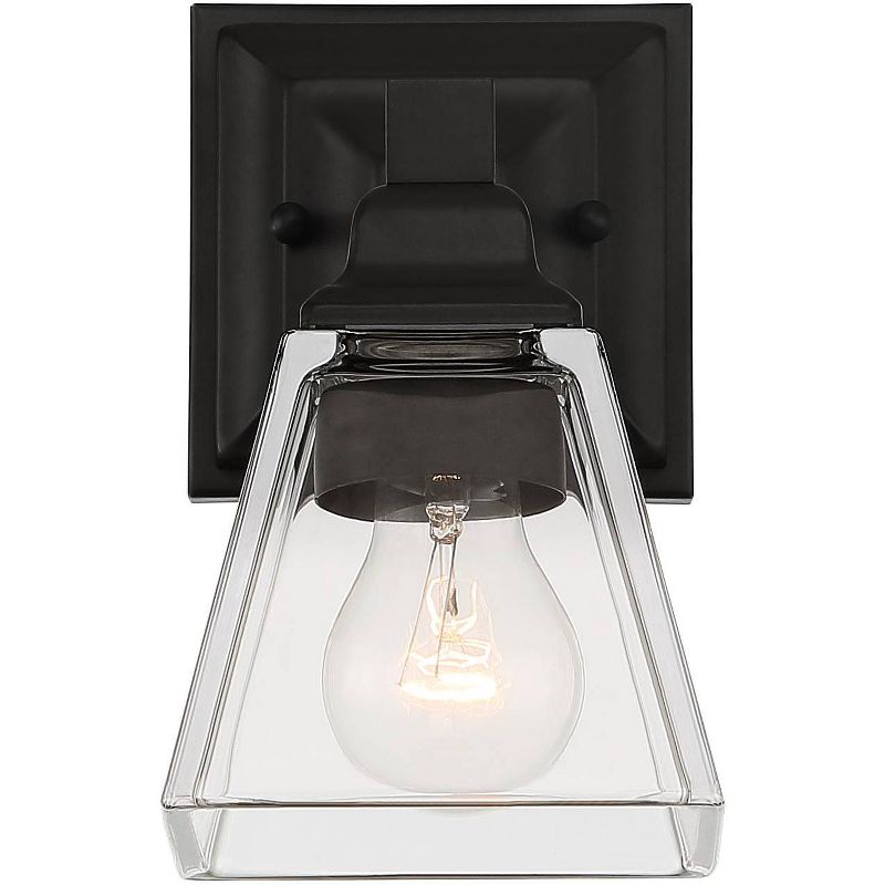 Regency Hill Modern Wall Light Sconce Bronze Steel Hardwired 9" High Fixture Clear Glass for Bedroom Bathroom Hallway