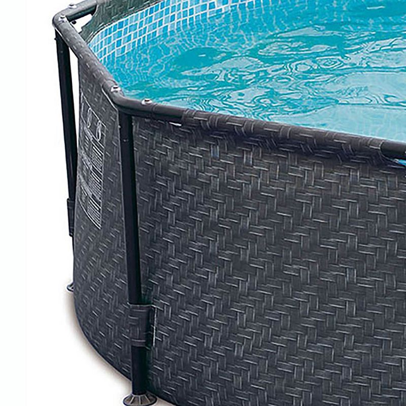 Summer Waves P2001448E14ft x 48in Outdoor Round Frame Above Ground Swimming Pool Set with Ladder, Skimmer Filter Pump, and Filter Cartridge, Gray