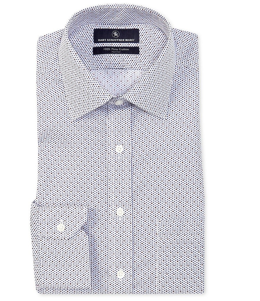 Hart Schaffner Marx Non-Iron Spread Collar Printed Dress Shirt