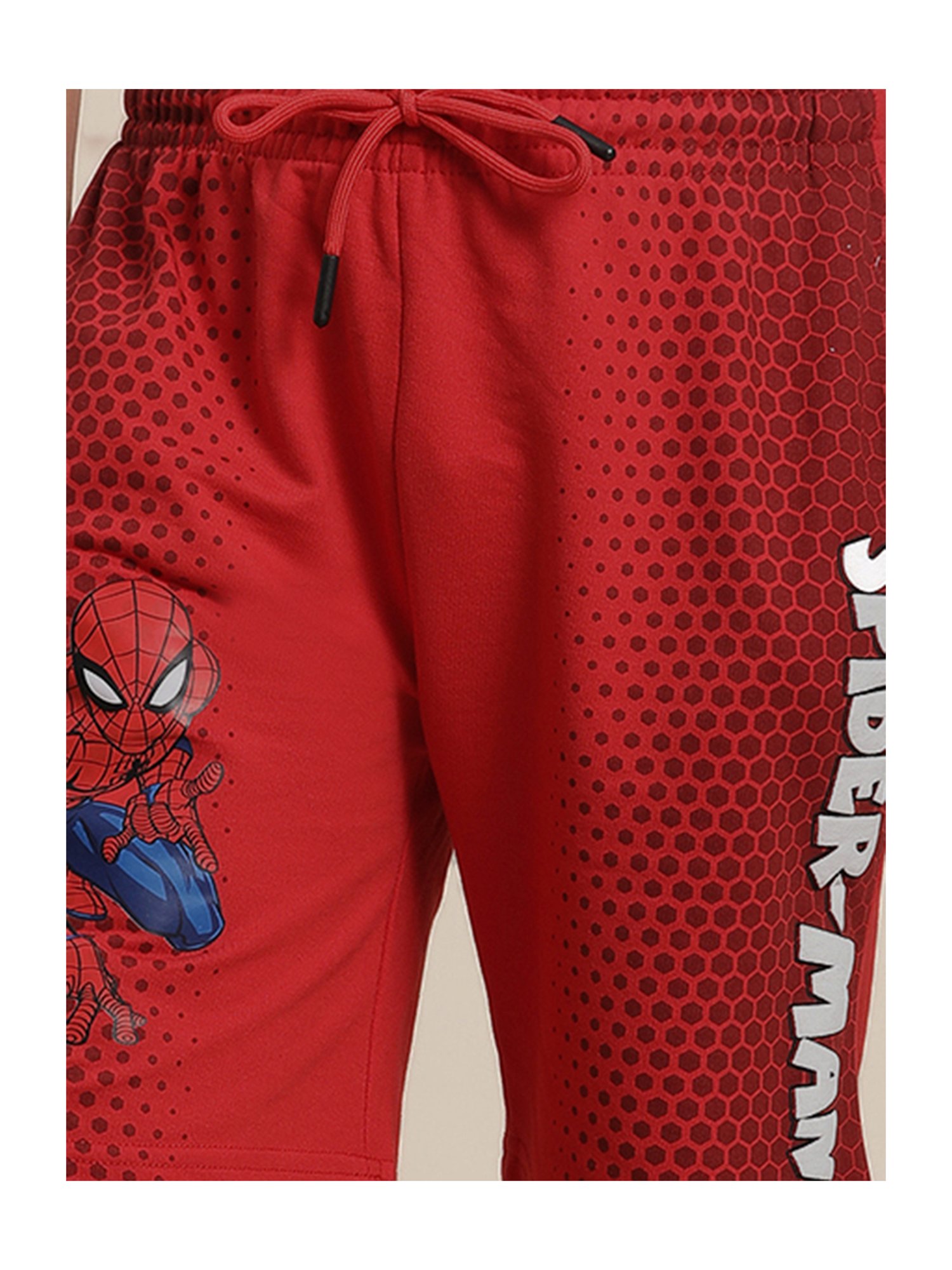 Kidsville Spiderman Printed Red Regular Fit Shorts For Boys