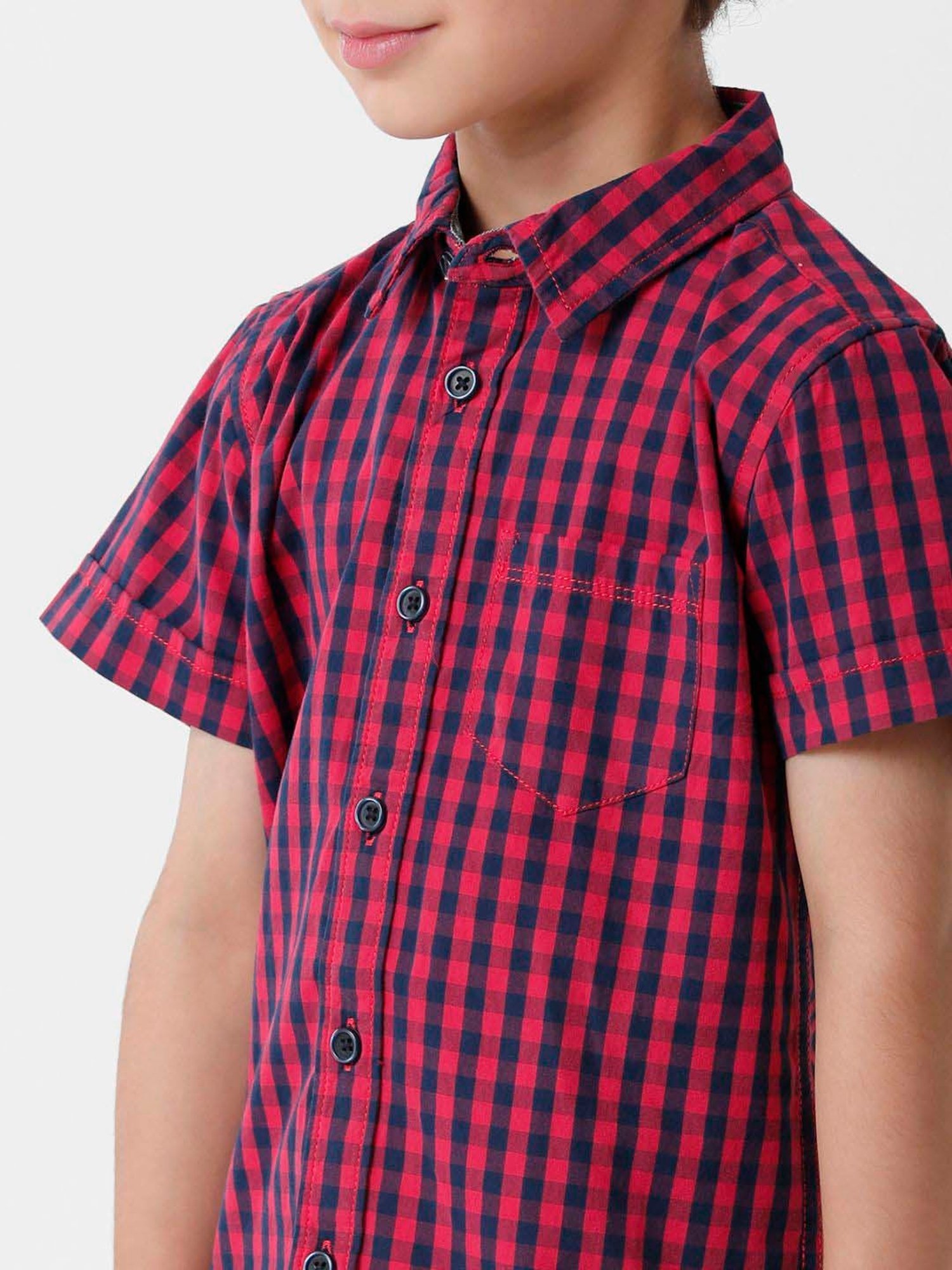 Kate & Oscar Kids Red & Blue Cotton Chequered Shirt