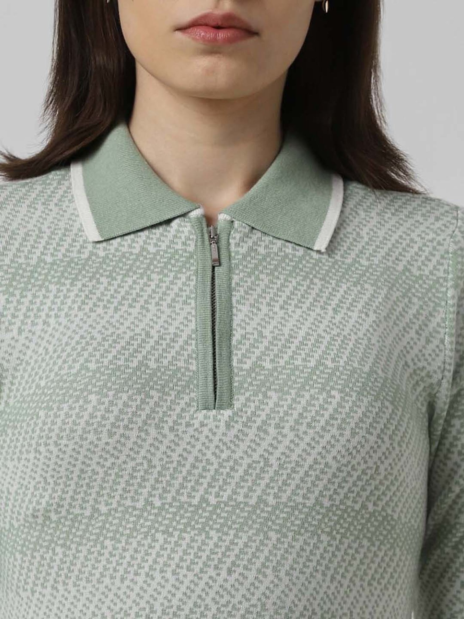 Van Heusen Green Self Pattern Top