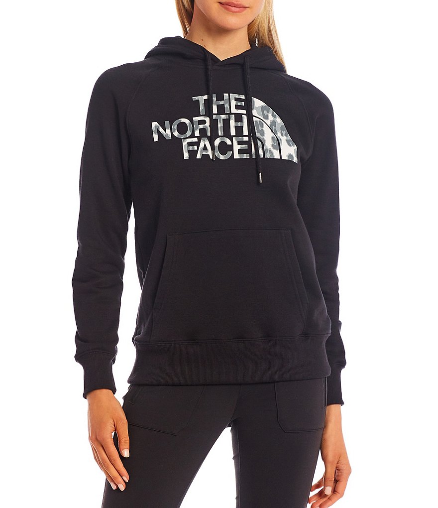 The North Face Half Dome Long Raglan Sleeve Hooded Neck Animal Print Logo Cotton Fleece Hoodie