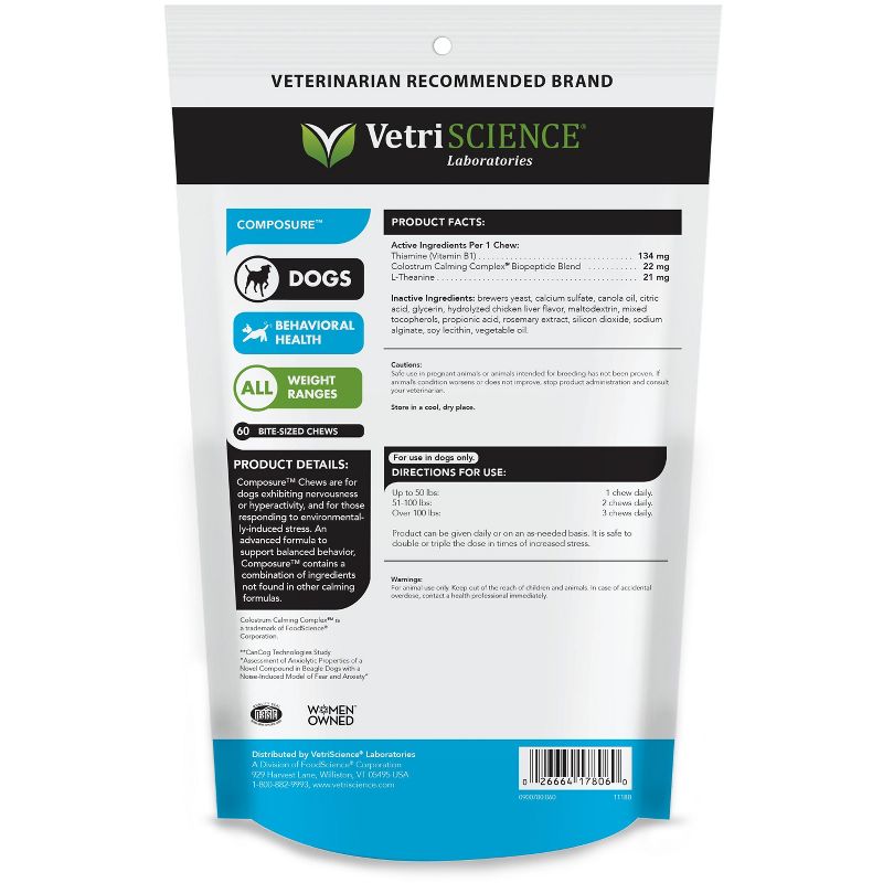 Vetriscience Laboratories Composure for Medium/Large Dogs, 60 Soft Chews