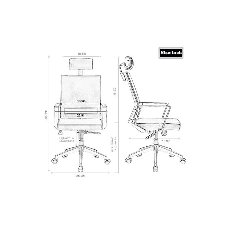 Chair High Back Leather Executive Computer Desk Chair, Adjustable Tilt Angle Headrest Lumbar Support Ergonomic Swivel Chair