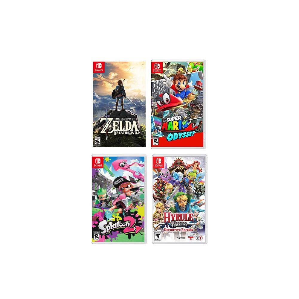 2019 New Nintendo Switch Must-Play Bundle, 32GB Neon Red/Blue Joy-Con Console Set, Pro Controller, The Legend of Zelda: Breath of the Wild, Super Mario Odyssey, Splatoon 2, Hyrule Warriors