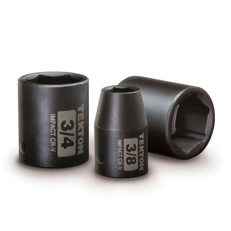 TEKTON 47910 3/8 Inch Drive Vanadium Steel 6 Point 5/16 to 1 Inch High Torque Standard Impact Socket Set with Carrying Case, 12 Pieces