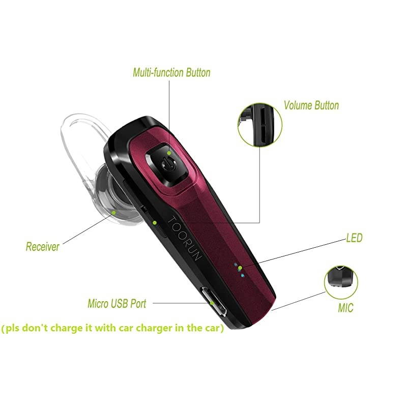 M26 Bluetooth Headset with Noise Cancelling Compatible with Smart Phones LG G7 Samsung Note9 S9 iPhone Xs MAS Moto Z3 P30 Google pixel3 ZTE AxonRed