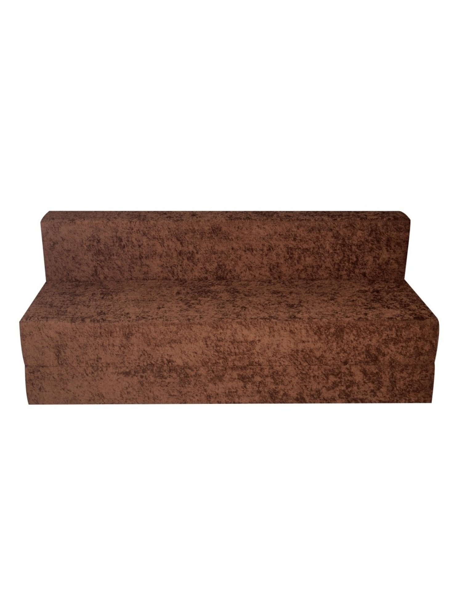 Ikiriya Naples Solid Brown Wood 3 Seater Sofa cum Bed Sparkle Velvet Finish