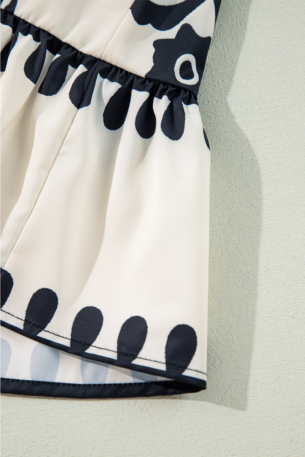 White Frill Mock Neck Sleeveless Tiered Floral Dress