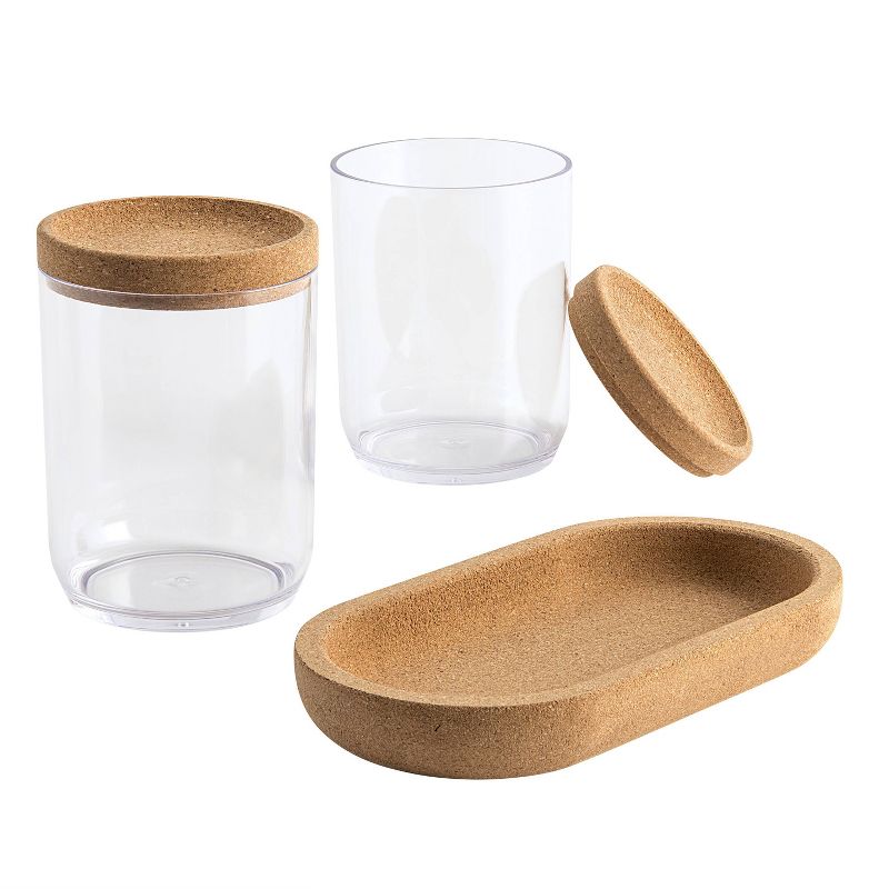 Canister with Cork Bathroom Tray Clear - Allure Home Creations