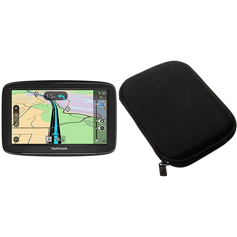 VIA 1525SE 5 Inch GPS Navigation Device with Free Lifetime Traffic Bundle with Basics Hard Travel Carrying Case for 5 Inch GPS, Black