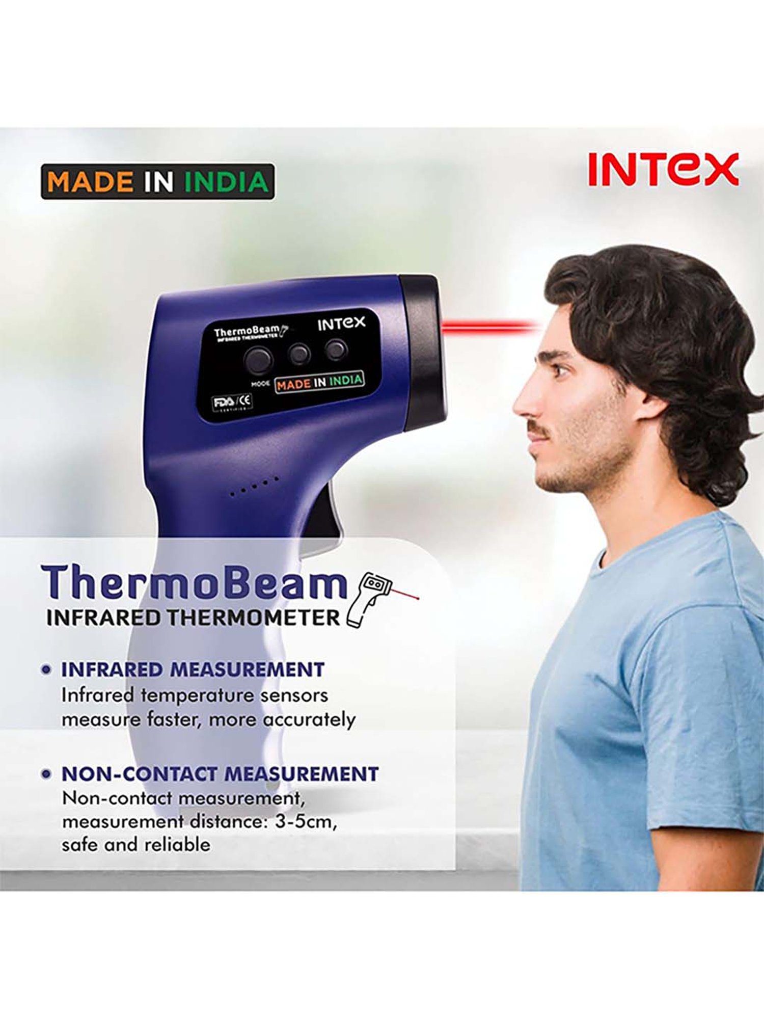 Intex ThermoBeam With Advance Laser Pointing Feature Infrared Thermometer (Blue)