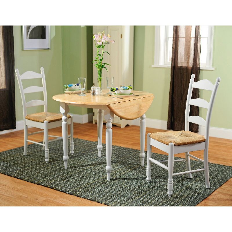 3pc Ladder Back Dining Set Wood/White - Buylateral