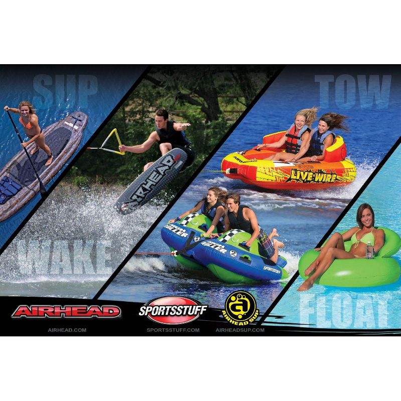 Airhead Triple Rider Inflatable Towable Tube w/ Towing Rope 60 Feet Long