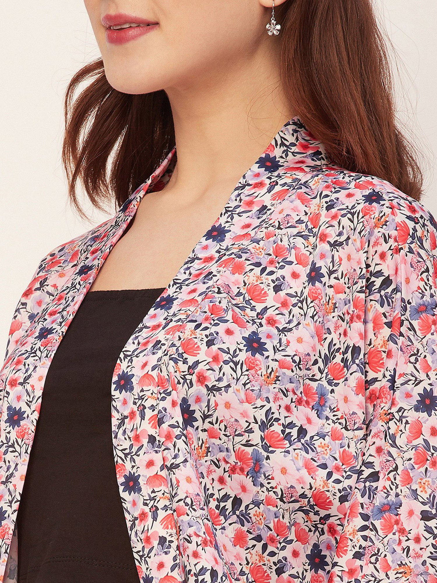Moomaya Multicolor Floral Print Shrug