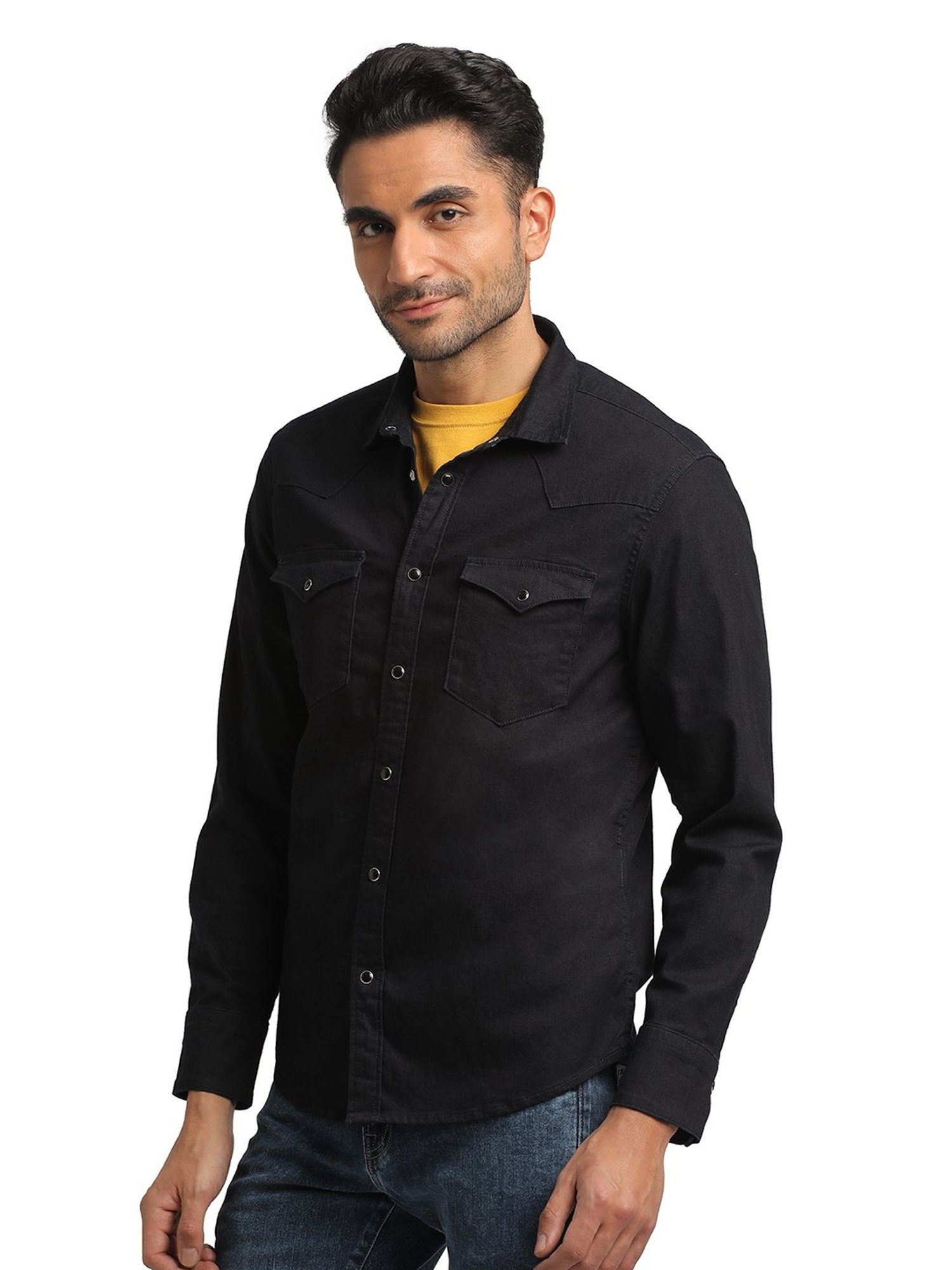 EVERBLUE Dark Ink Blue Regular Fit Shirt