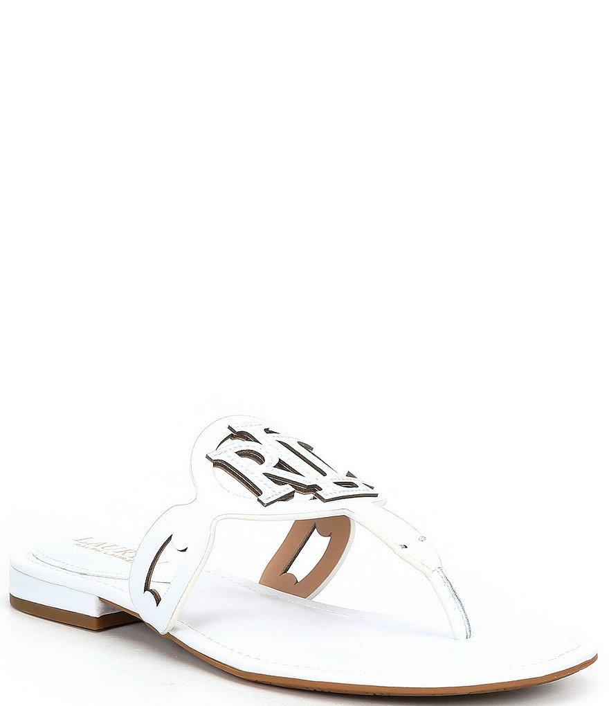 Lauren Ralph Lauren Audrie Leather Logo Thong Sandals