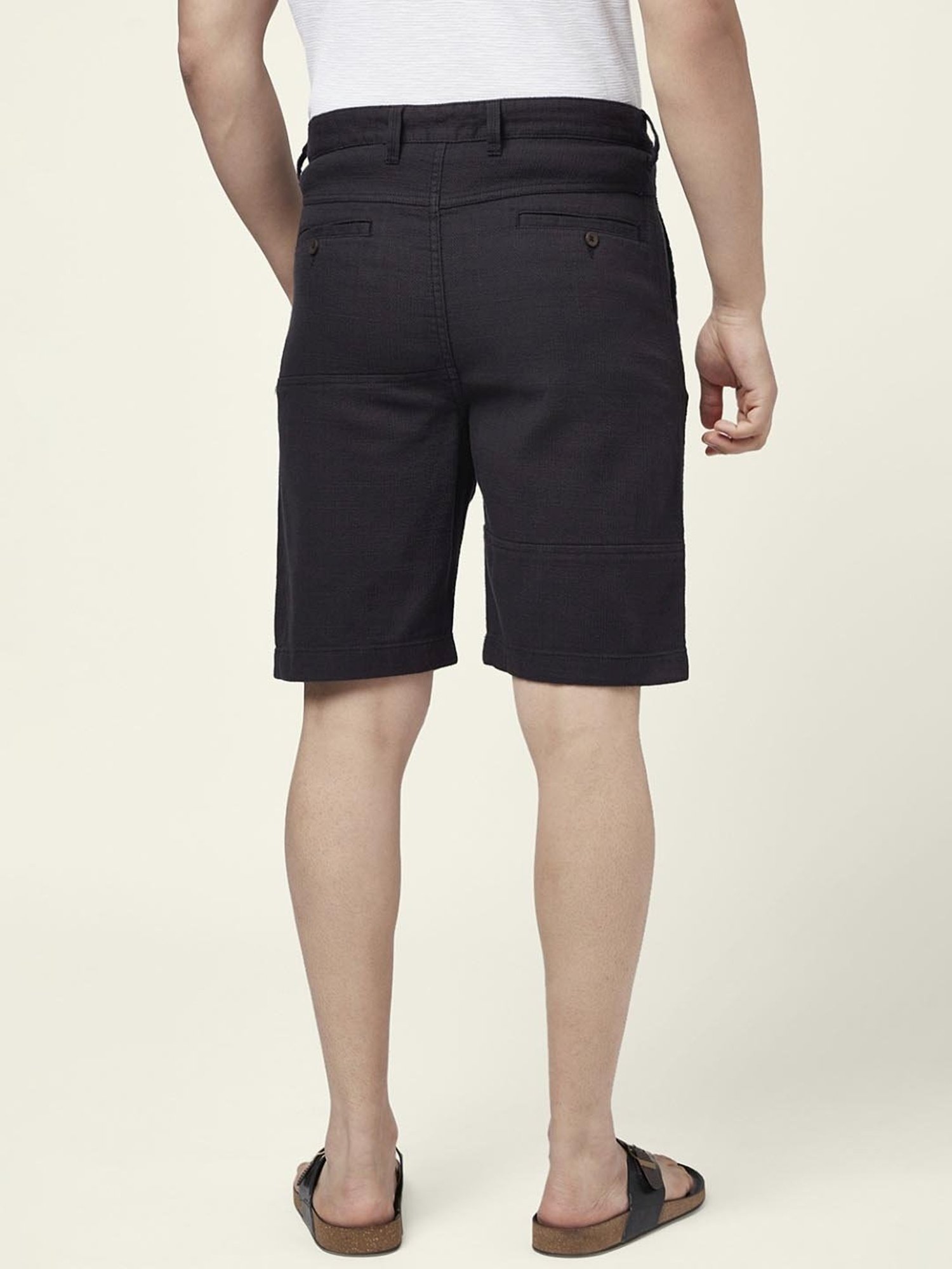 7 Alt By Pantaloons Charcoal Cotton Slim Fit Shorts
