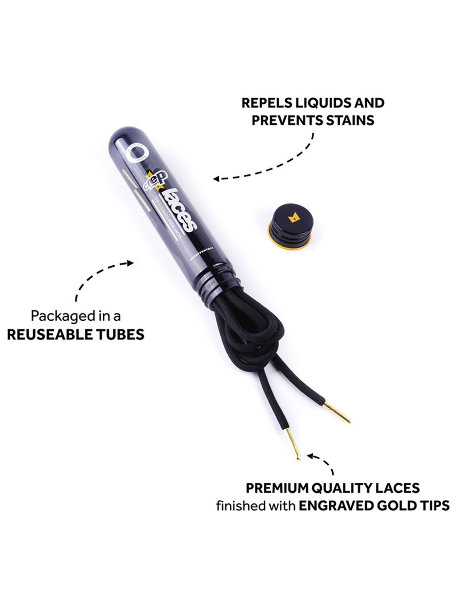 Crep Protect 135cm Round Mens Laces (Black)