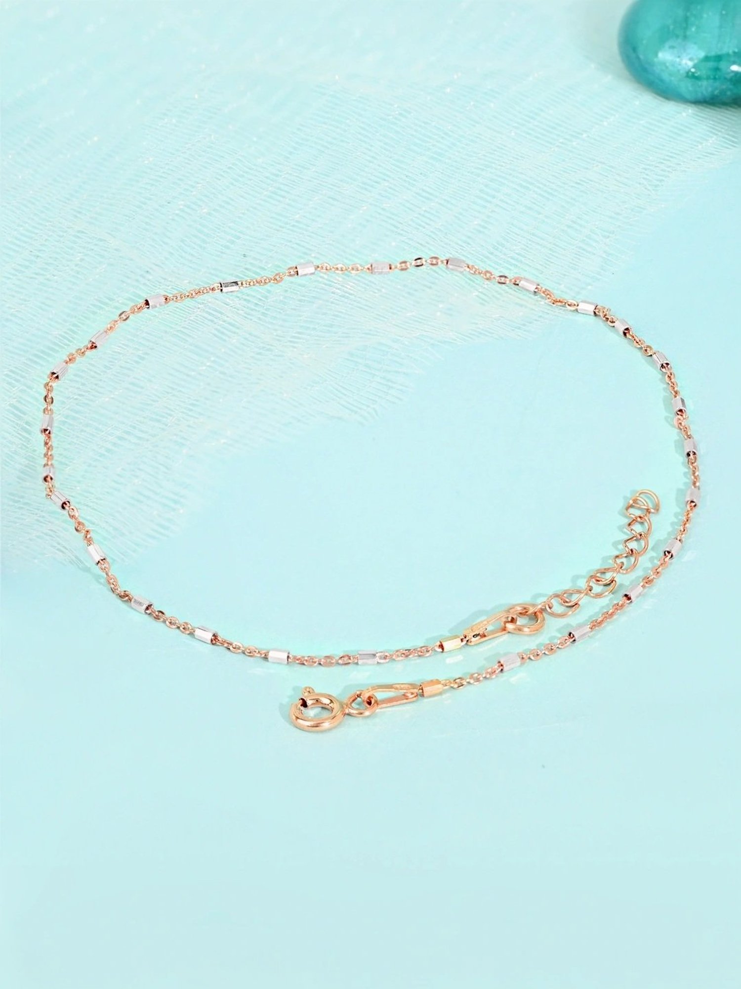 Touch925 Modern Link Bar Silver Anklet for Women