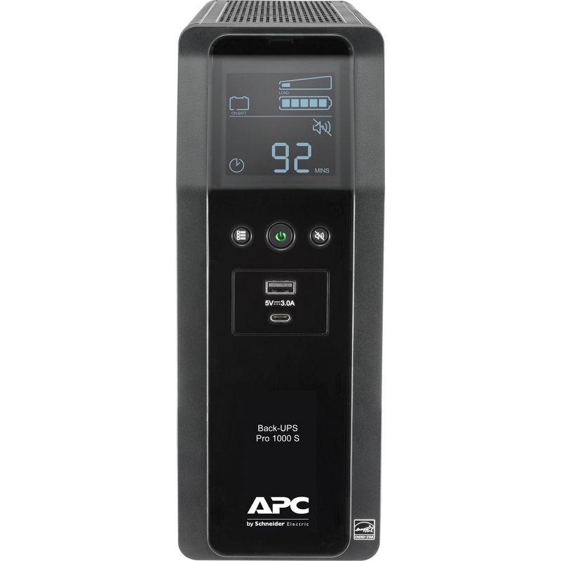APC by Schneider Electric Back-UPS Pro BR1000MS 1.0KVA Tower UPS - Tower - 16 Hour Recharge - 3.70 Minute Stand-by - 120 V AC Input - 120 V AC Output