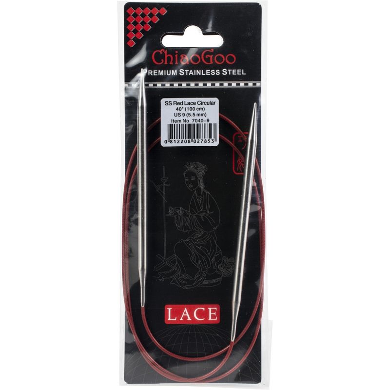 ChiaoGoo Red Lace Stainless Circular Knitting Needles 40"-Size 9/5.5mm